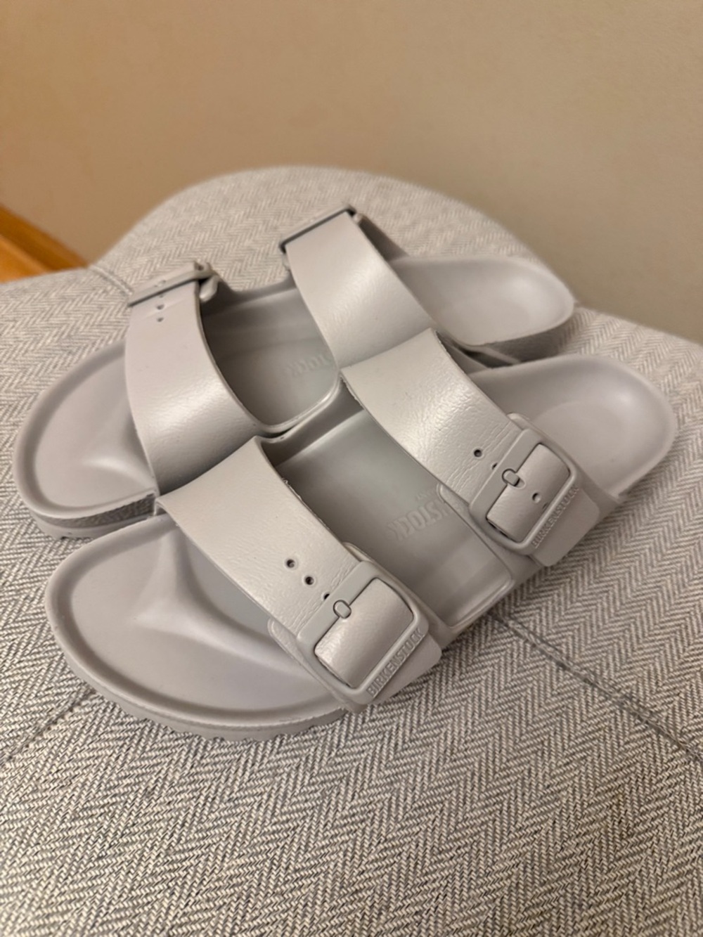 Birkenstock Arizona Double Strap Sandals in Light Gray